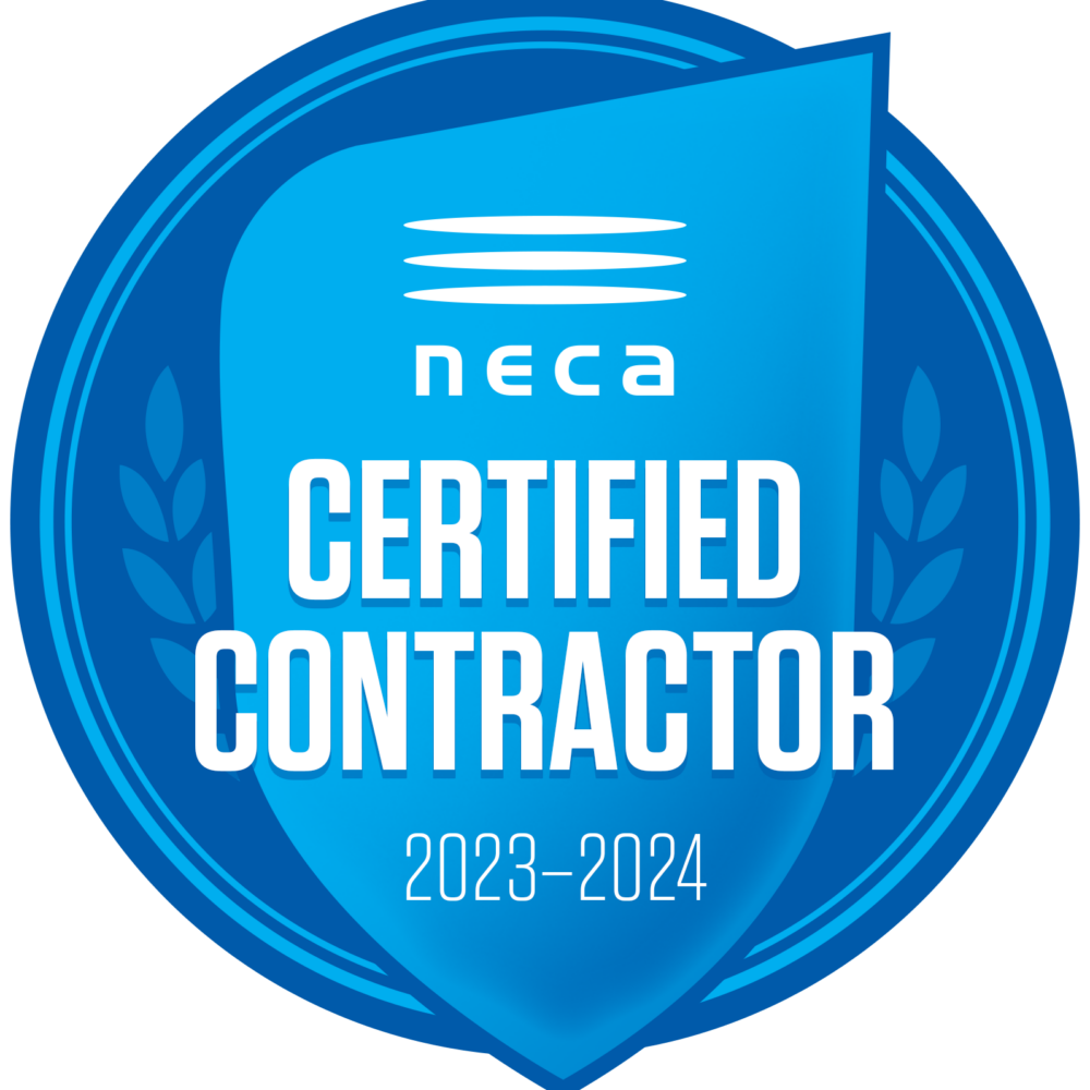 The logo of the NECA VIC Certified Contractor 2023-2024.